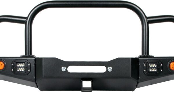 Suzuki Samurai Front Bumpers – Winch Plate | Short Ends with Stubby Ends | Grill and Headlight Guard | Black Powder Coat