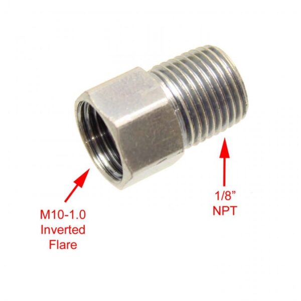 1/8 NPT MALE to M10-1.0 Female Inverted Flare Adapter